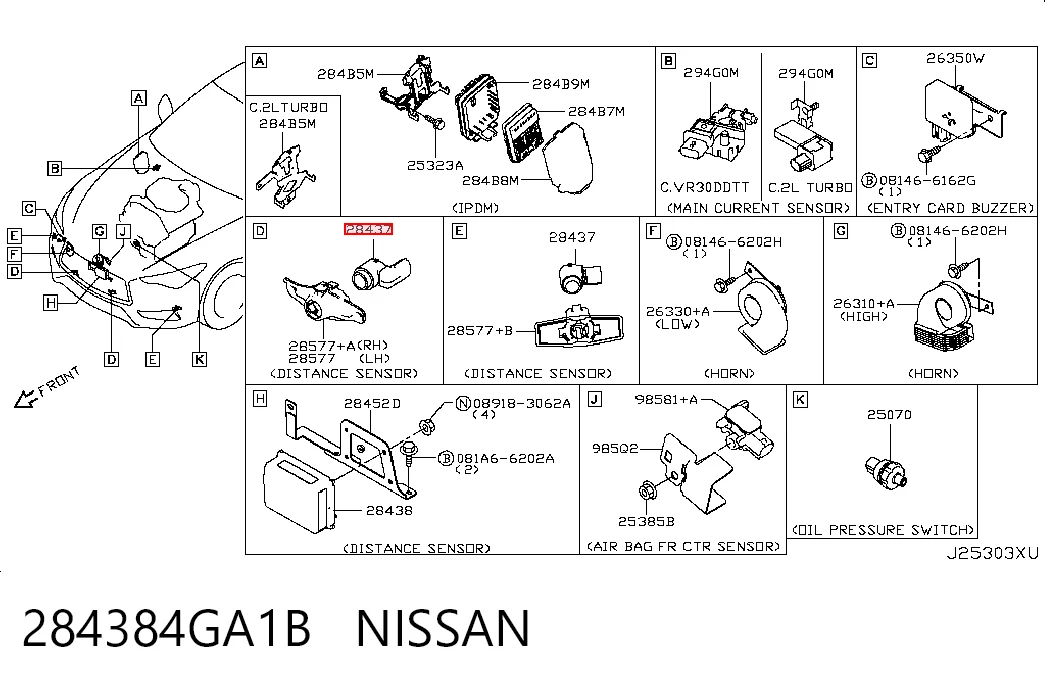 284384GA1B Nissan/Infiniti Sensor de distancia por radar