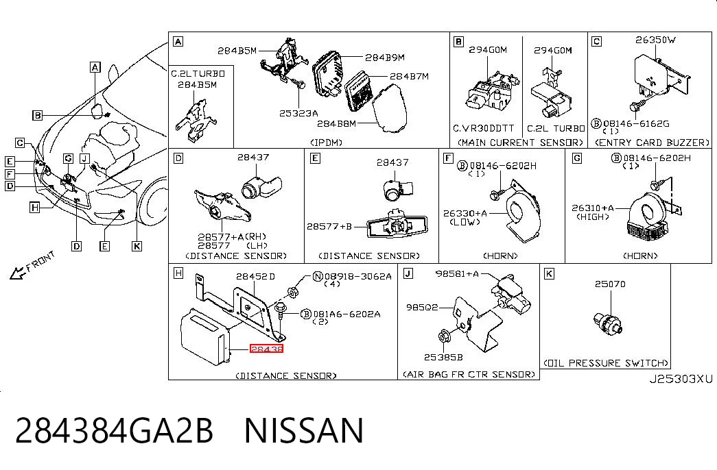 284384GA2B Nissan/Infiniti Sensor de distancia por radar