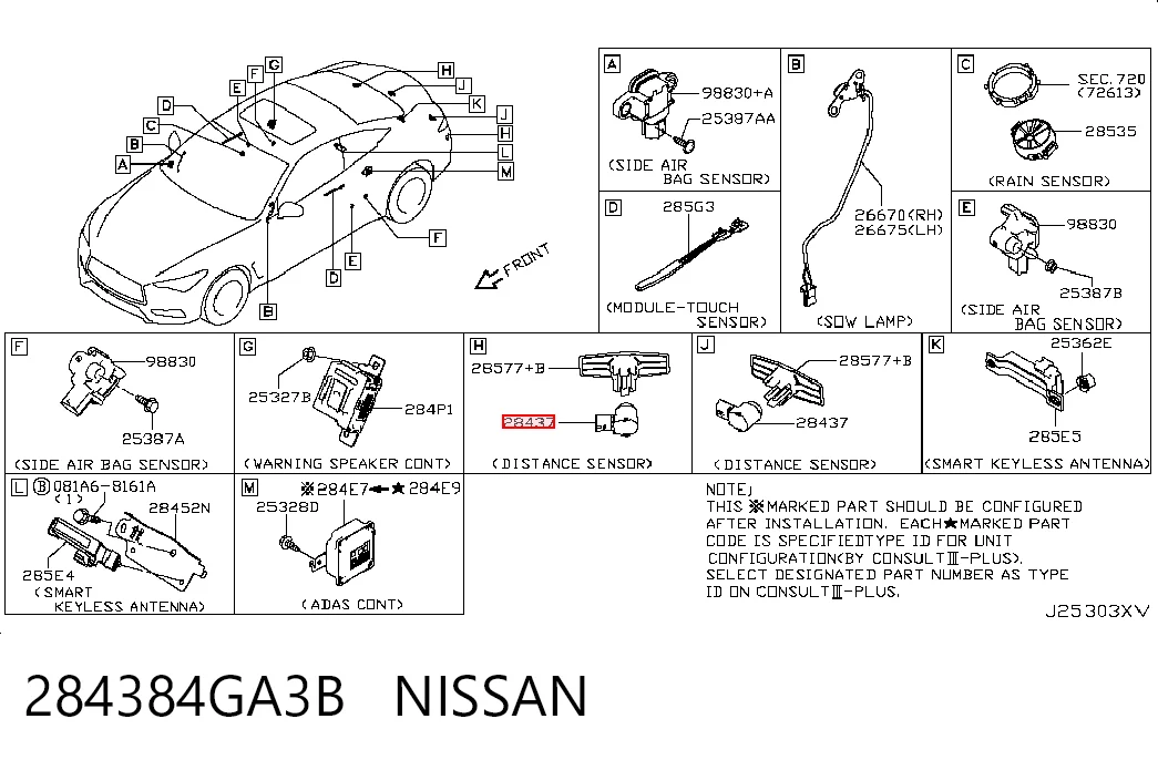 284384GA3B Nissan/Infiniti Sensor de distancia por radar