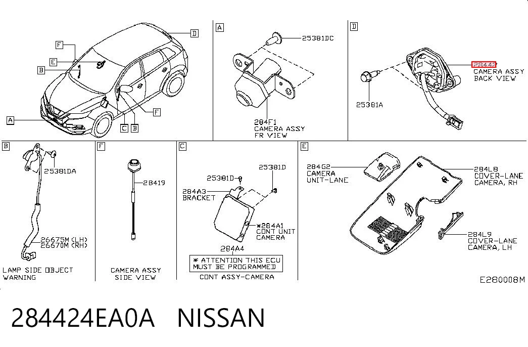 284424EA0A Nissan/Infiniti Cámara del sistema de visión