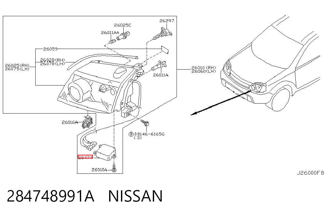 284748991A Nissan/Infiniti Unidad de control de xenón