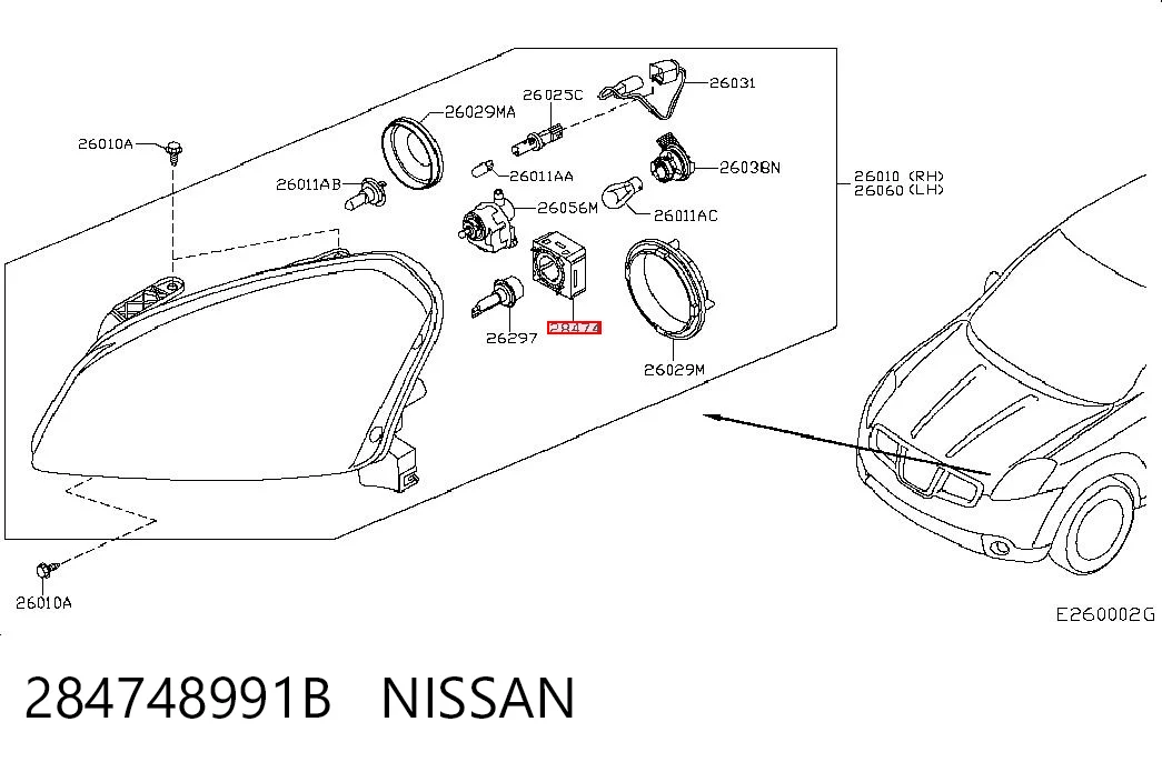 284748991B Nissan/Infiniti Unidad de control de xenón