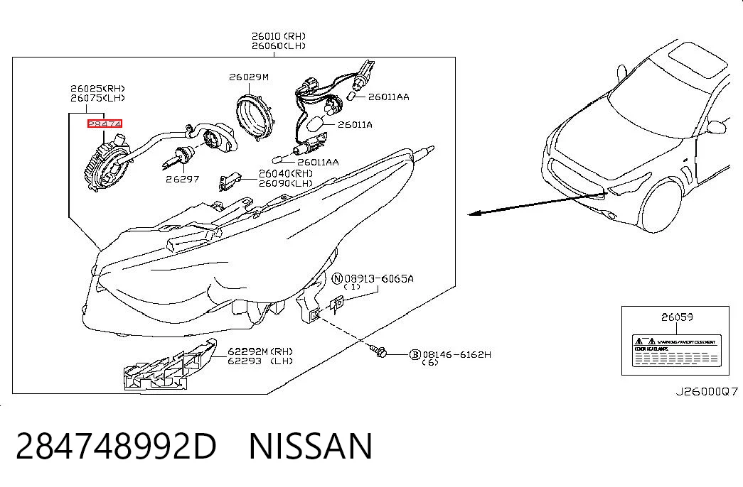 284748992D Nissan/Infiniti Unidad de control de xenón