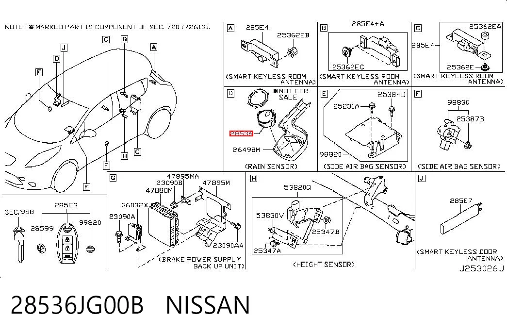 28536JG00B Nissan/Infiniti Sensor de lluvia