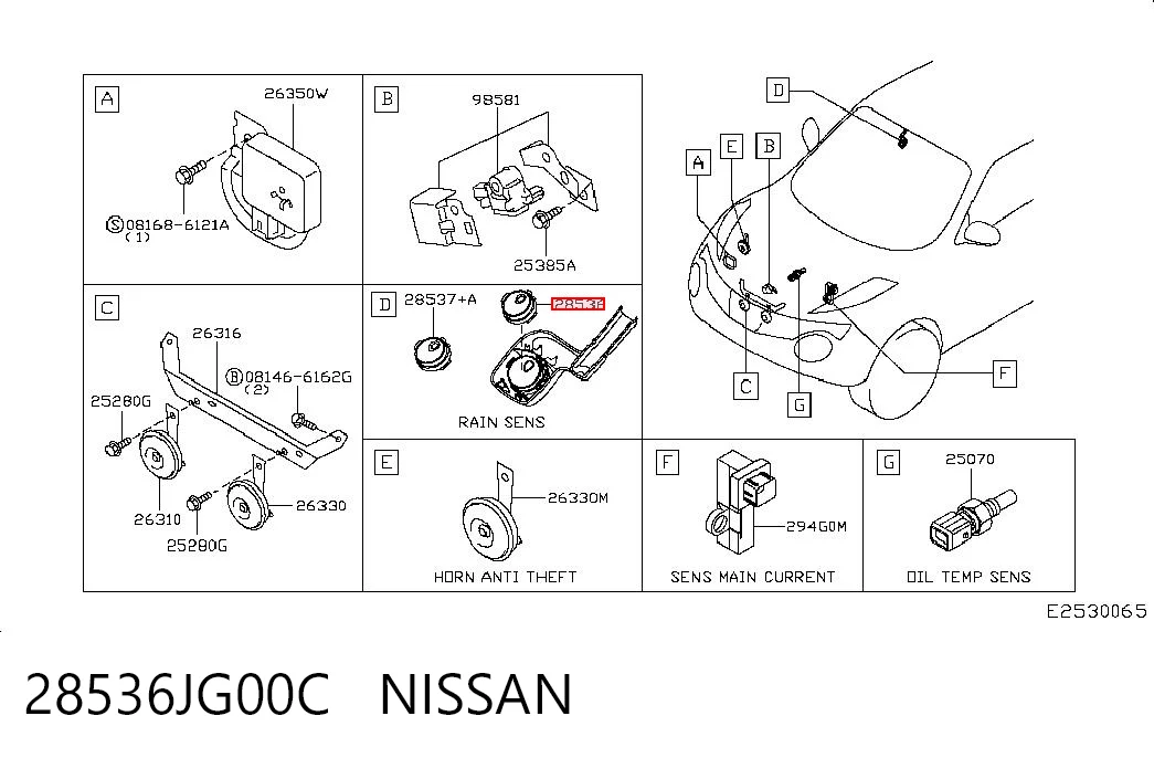 28536JG00C Nissan/Infiniti Sensor de lluvia