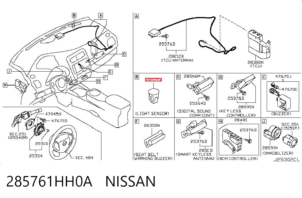 285761HH0A Nissan/Infiniti Interruptor de luces