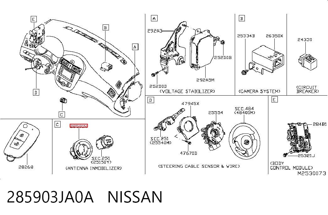285903JA0A Nissan/Infiniti Antena (anillo) de inmovilizador