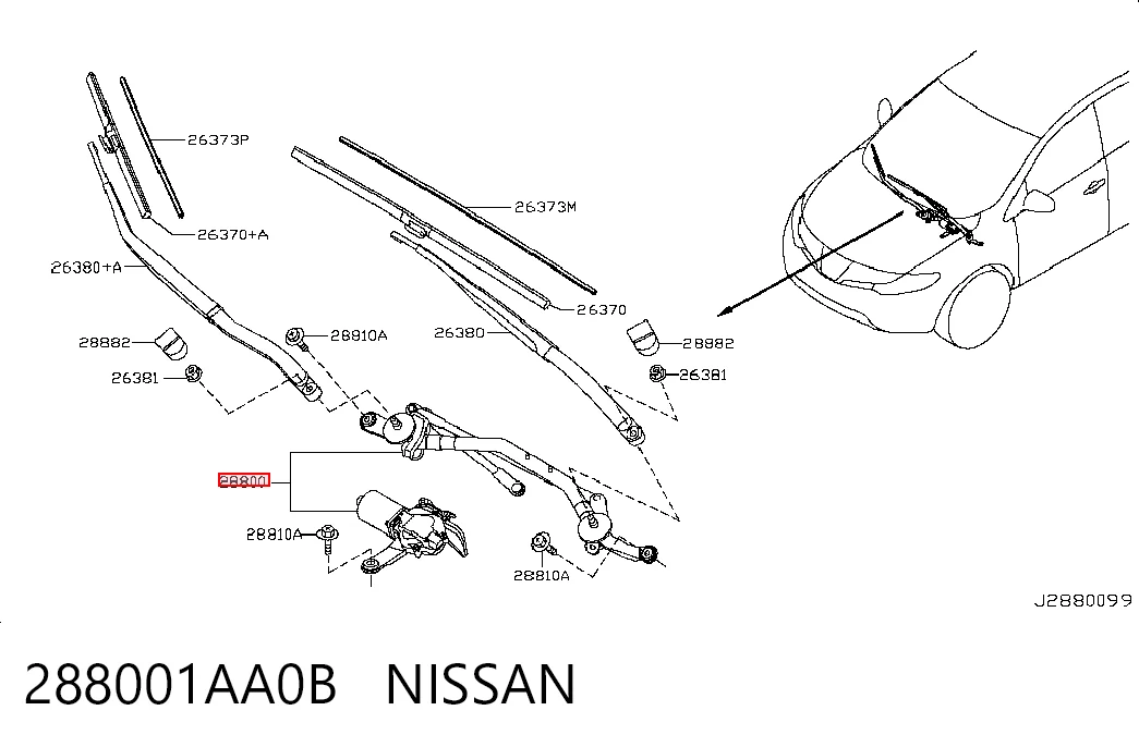 Varillaje de limpiaparabrisas para Nissan Murano  Z51