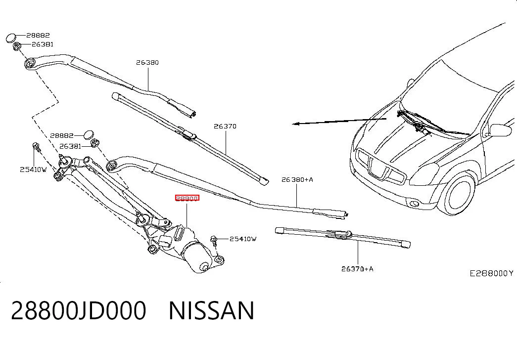 28800JD000 Nissan/Infiniti Varillaje de limpiaparabrisas