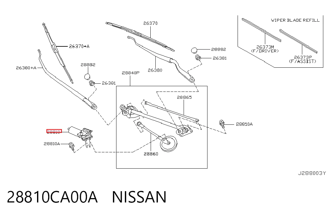 Motor limpiaparabrisas para Nissan Murano  Z50