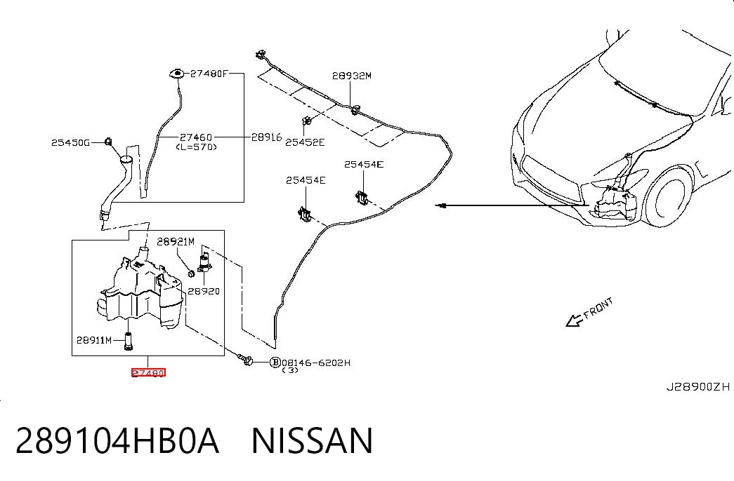 289104HB0A Nissan/Infiniti Botella limpiaparabrisas