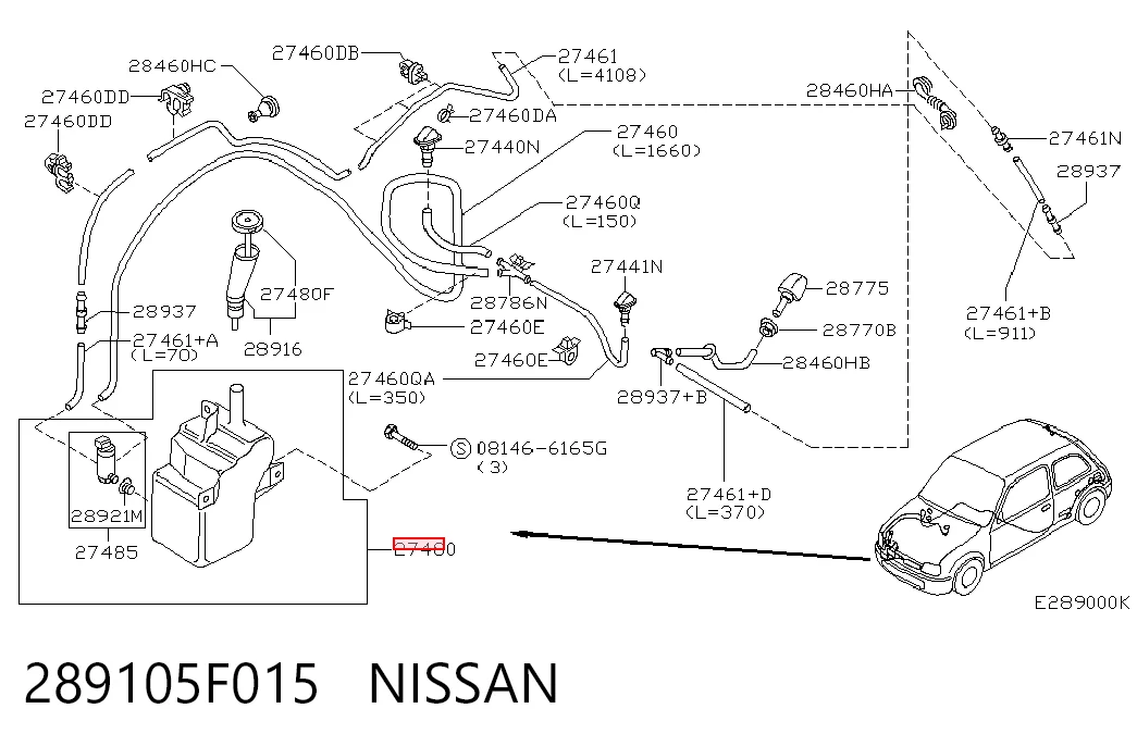Comprar Depósito de líquido limpiaparabrisas Nissan Micra  K11 a bajo precio