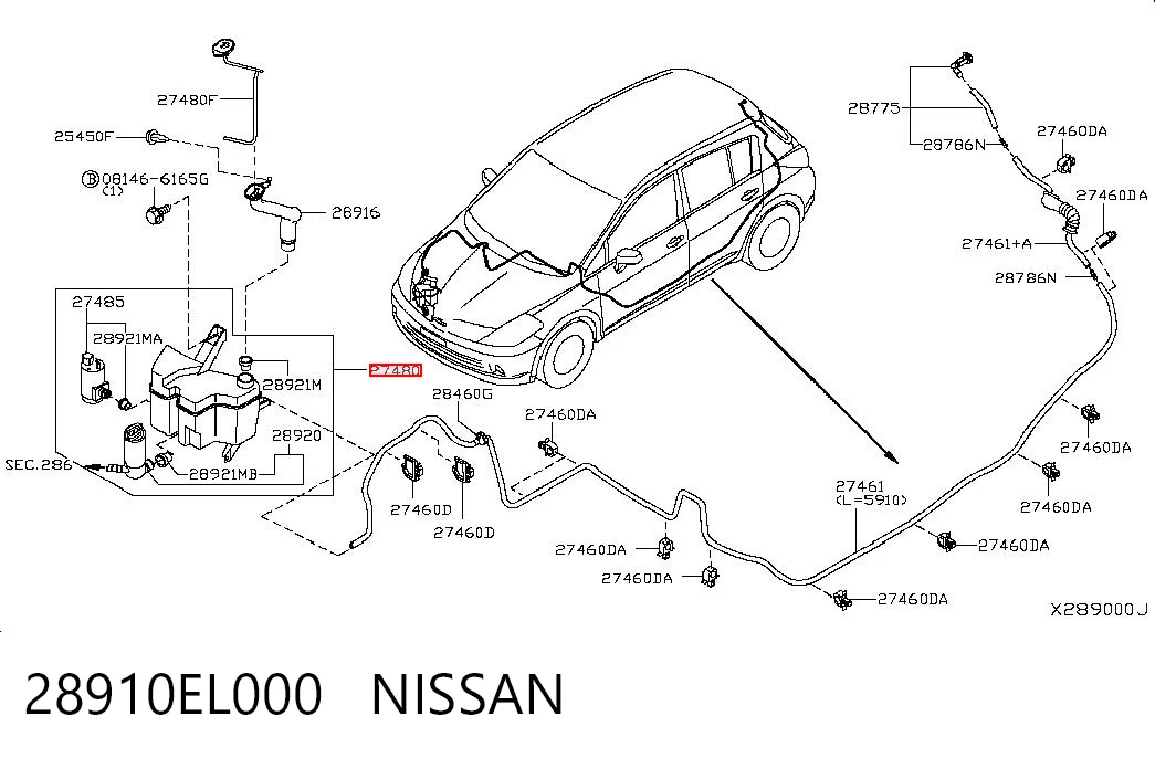 Comprar Depósito de líquido limpiaparabrisas Nissan Tiida C11X a bajo precio