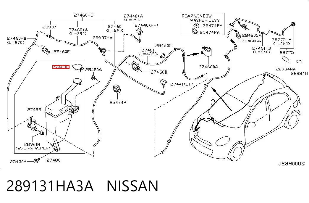 289131HA3A Nissan/Infiniti Botella limpiaparabrisas
