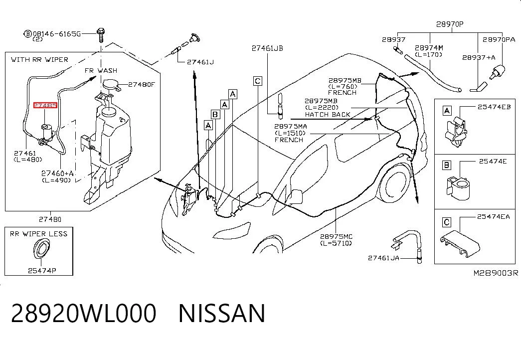 28920WL000 Nissan/Infiniti Bomba de limpiaparabrisas delantera