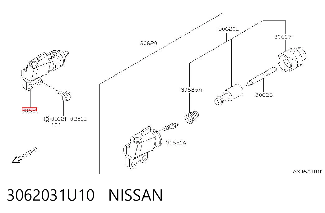 3062031U10 Nissan/Infiniti Cilindro receptor de embrague