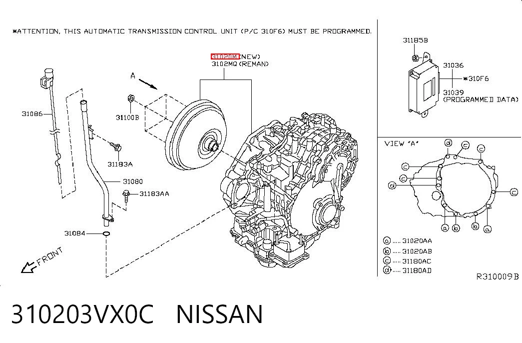 Transmisión automática ensamblada NISSAN 310203VX0C