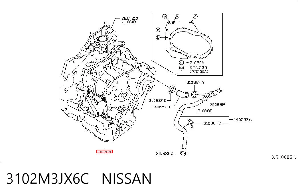 Transmisión automática ensamblada NISSAN 3102M3JX6C