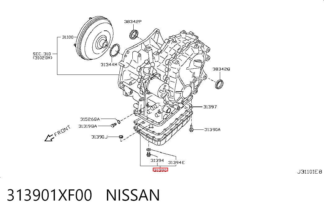 313901XF00 Nissan/Infiniti Cárter de aceite, caja automática