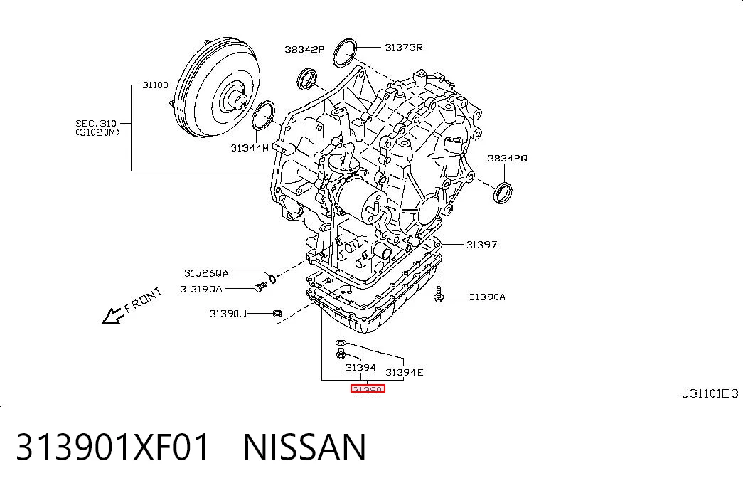 313901XF01 Nissan/Infiniti Cárter de aceite, caja automática