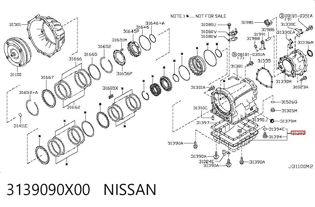 3139090X00 Nissan/Infiniti Cárter de aceite, caja automática