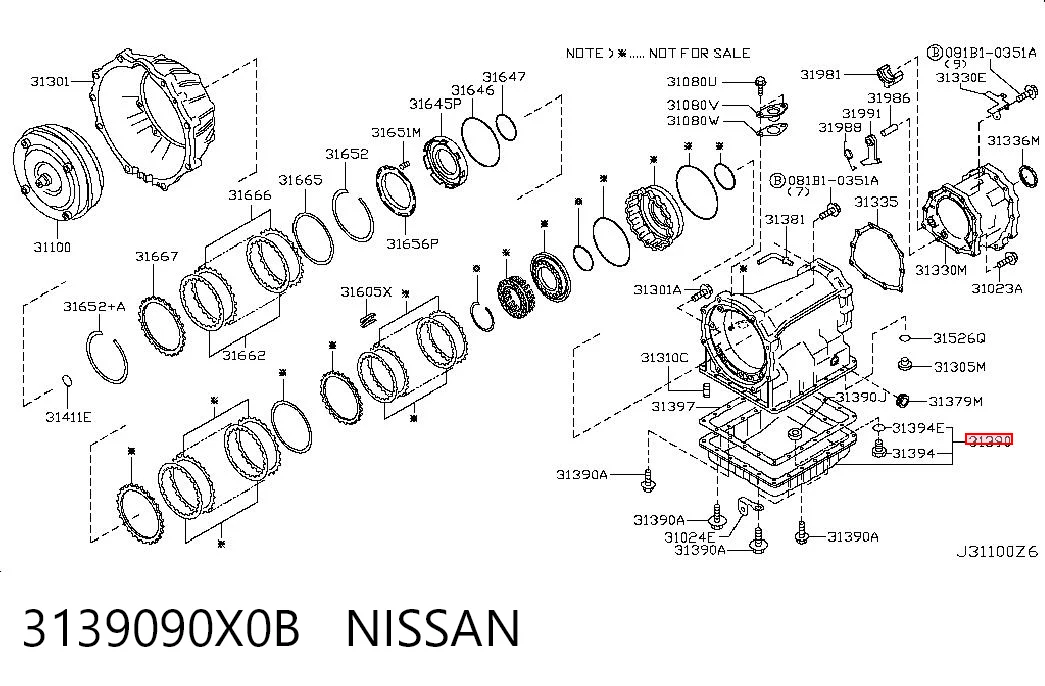 3139090X0B Nissan/Infiniti Carter caja de cambios automatica