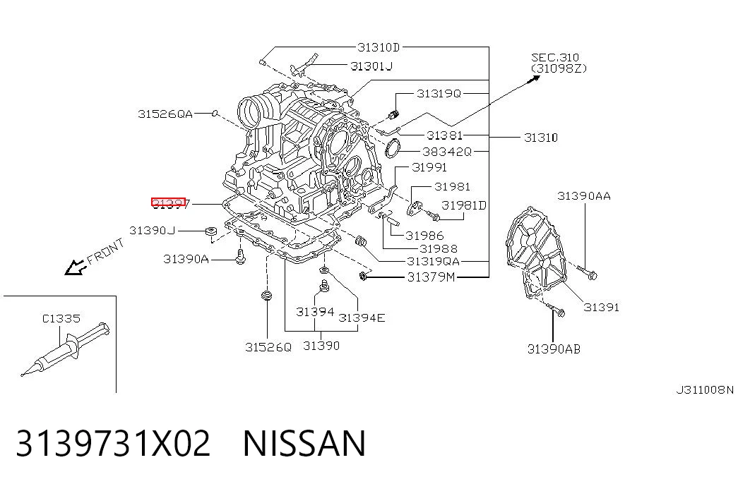 3139731X02 Nissan/Infiniti Junta del cárter de aceite de la caja de cambios