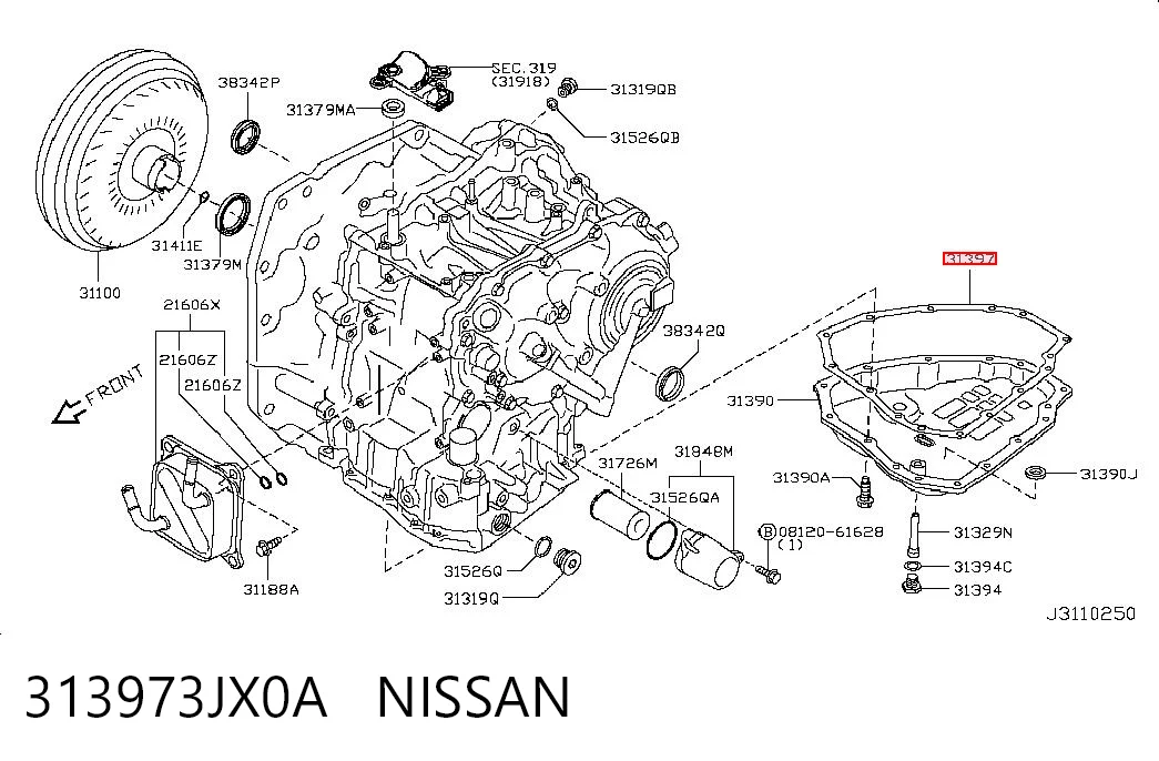 313973JX0A Nissan/Infiniti Junta del cárter de aceite de la caja de cambios