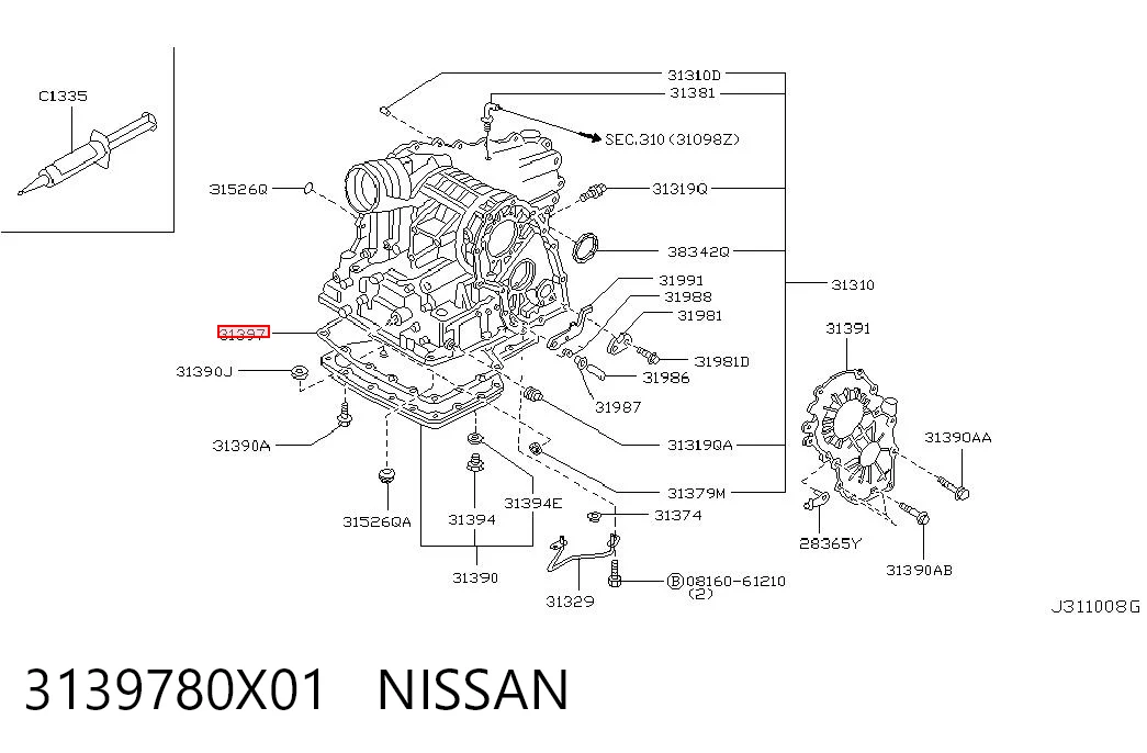3139780X01 Nissan/Infiniti Junta del cárter de aceite de la caja de cambios