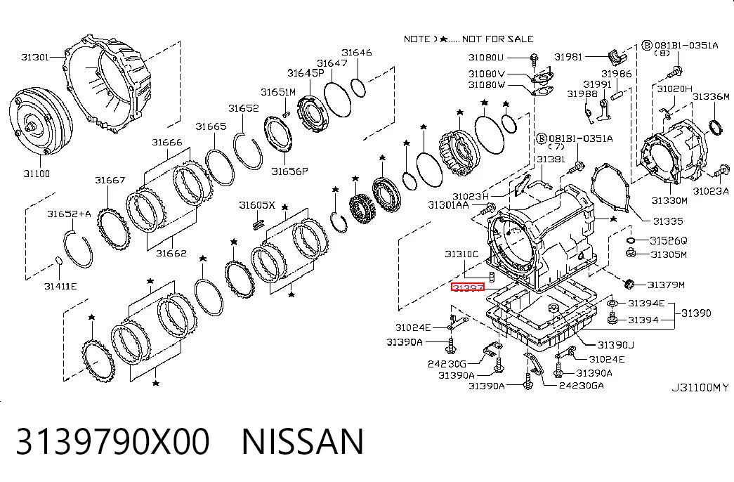 3139790X00 Nissan/Infiniti Junta del cárter de aceite de la caja de cambios