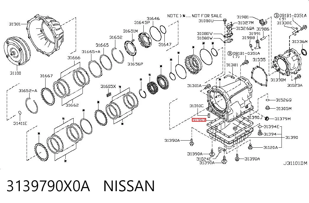 3139790X0A Nissan/Infiniti Junta del cárter de aceite de la caja de cambios