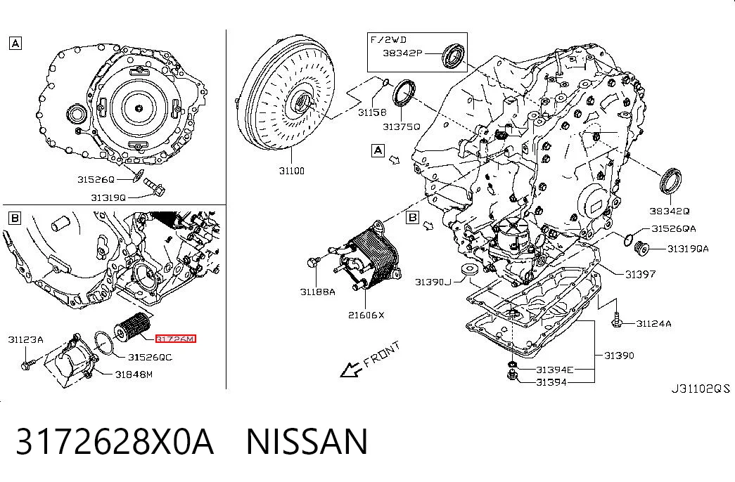3172628X0A Nissan/Infiniti Filtro hidráulico transmisión automática