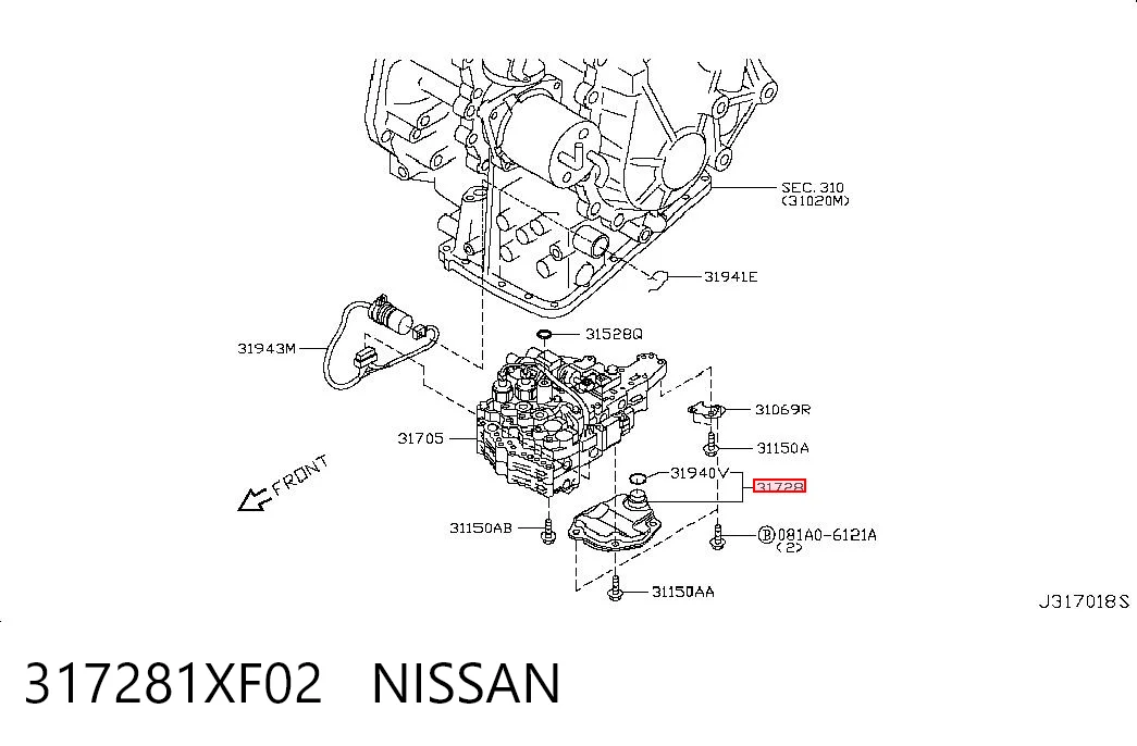 317281XF02 Nissan/Infiniti Filtro hidráulico transmisión automática
