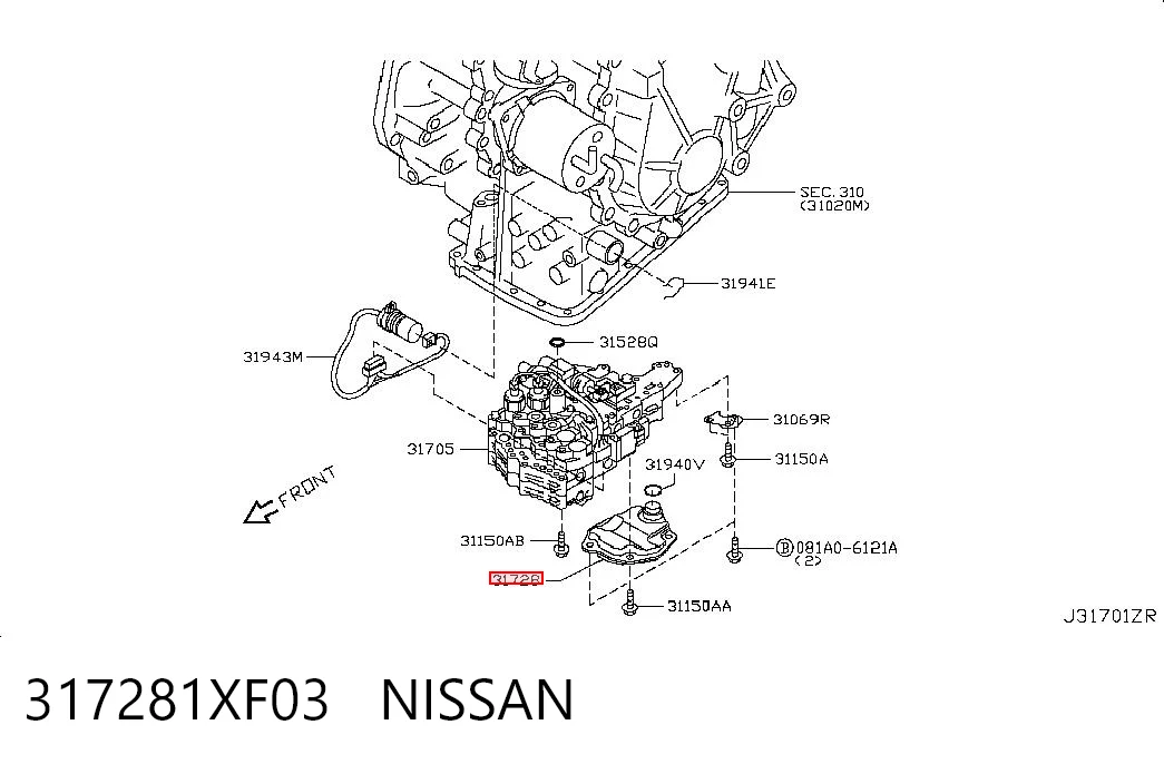 317281XF03 Nissan/Infiniti Filtro hidráulico transmisión automática