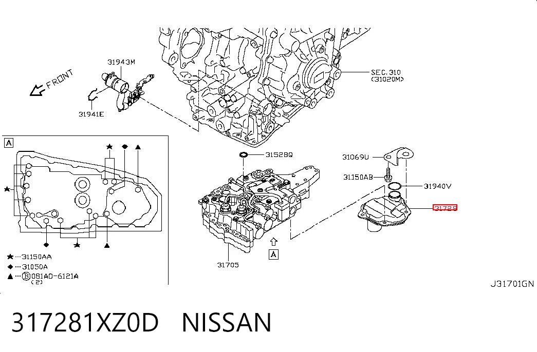 317281XZ0D Nissan/Infiniti Filtro hidráulico transmisión automática