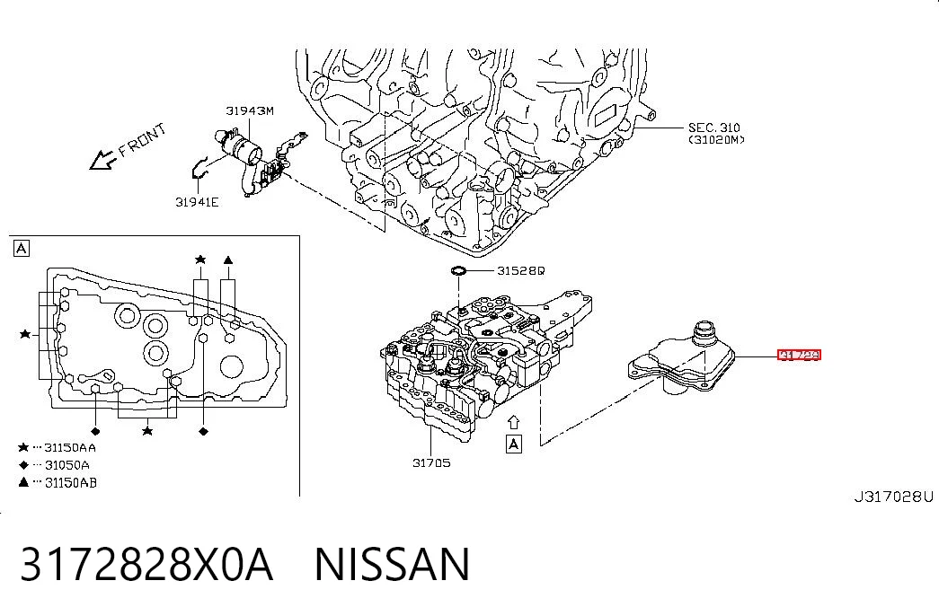 3172828X0A Nissan/Infiniti Filtro hidráulico transmisión automática