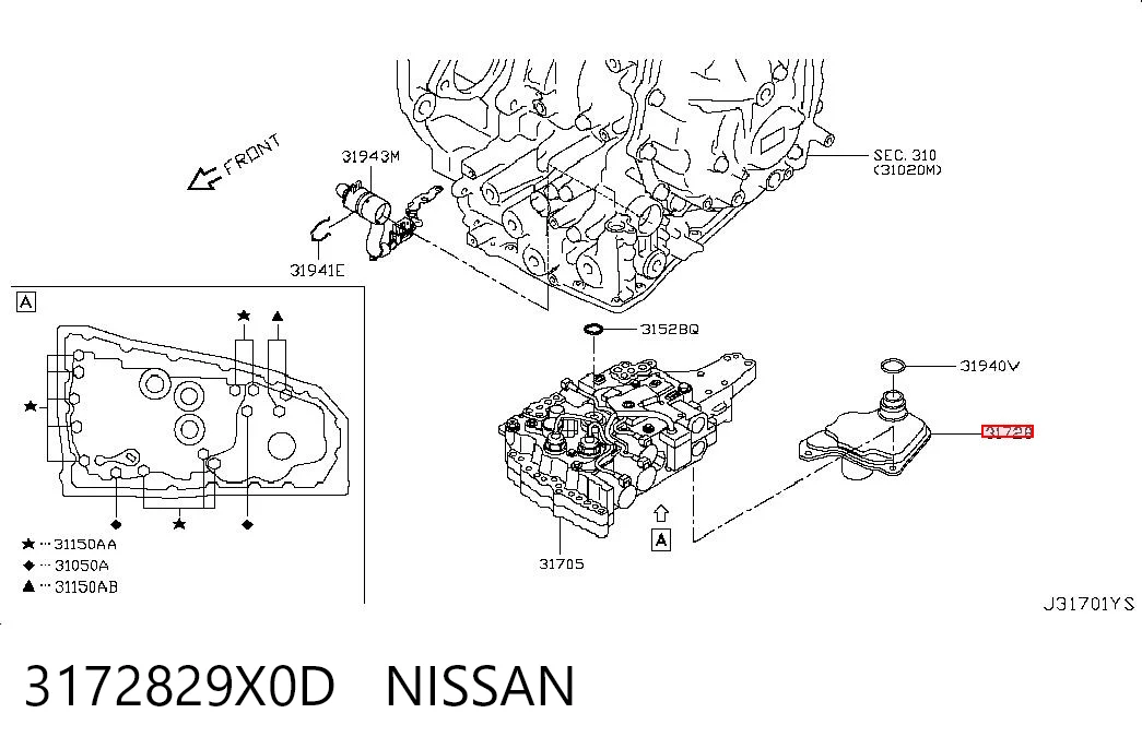 3172829X0D Nissan/Infiniti Filtro hidráulico transmisión automática