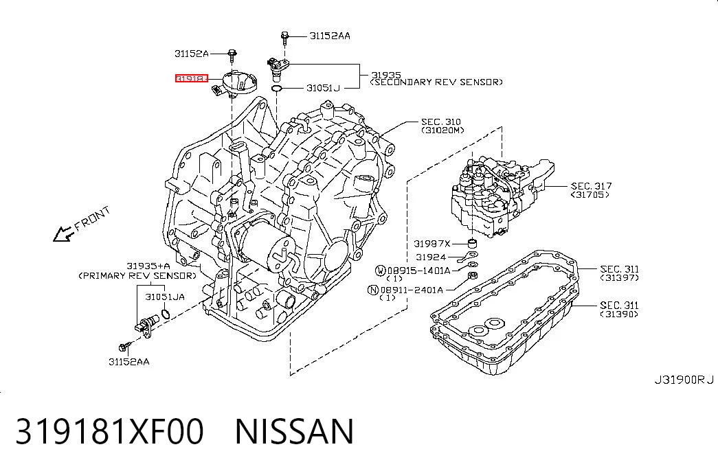 319181XF00 Nissan/Infiniti Sensor de punto muerto