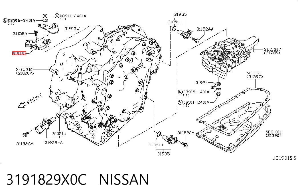 3191829X0C Nissan/Infiniti Sensor de posición del selector de la transmisión automática