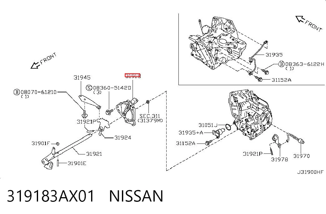 319183AX01 Nissan/Infiniti Sensor de posiciones de la transmisión automática