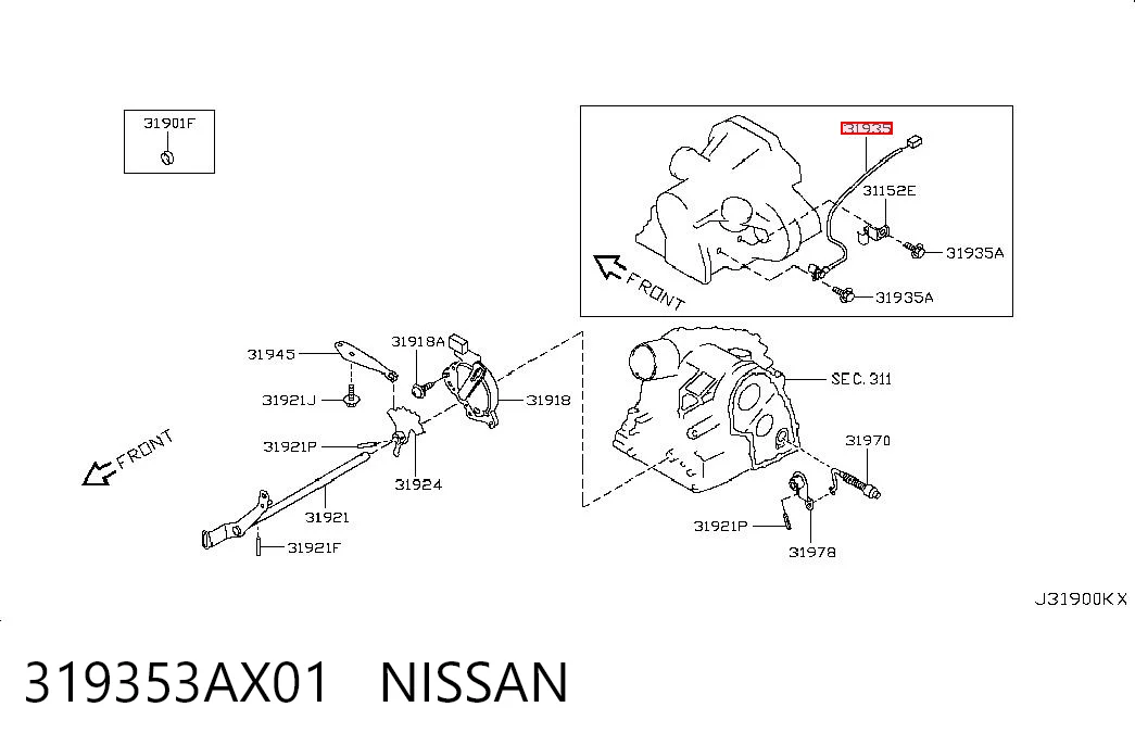319353AX01 Nissan/Infiniti Captador de velocidad