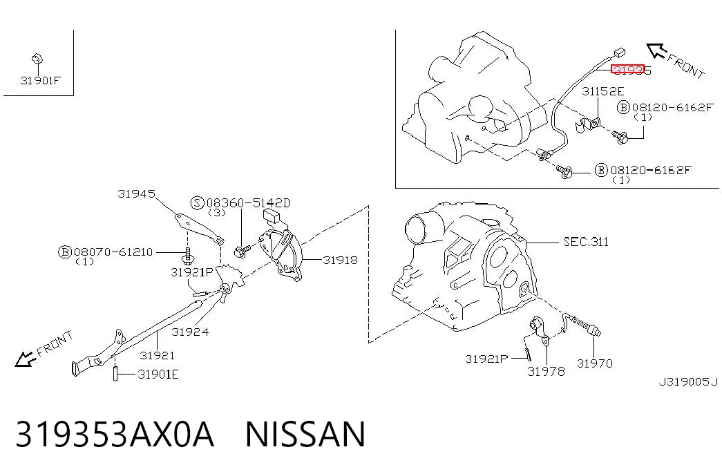 319353AX0A Nissan/Infiniti Captador de velocidad