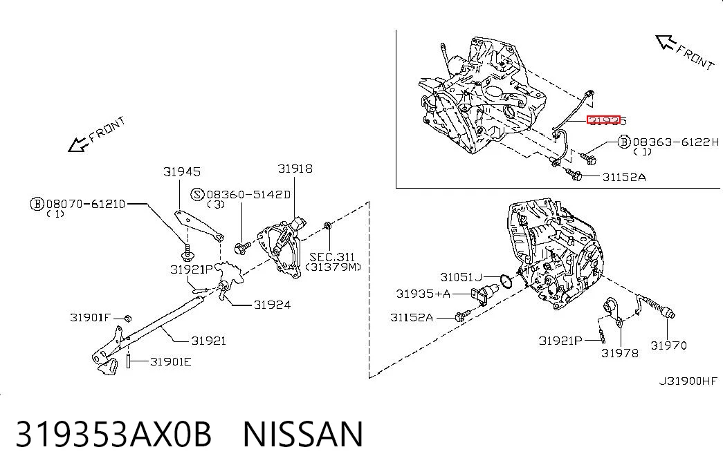 319353AX0B Nissan/Infiniti Captador de velocidad
