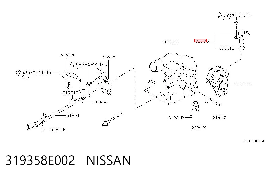 319358E002 Nissan/Infiniti Captador de velocidad