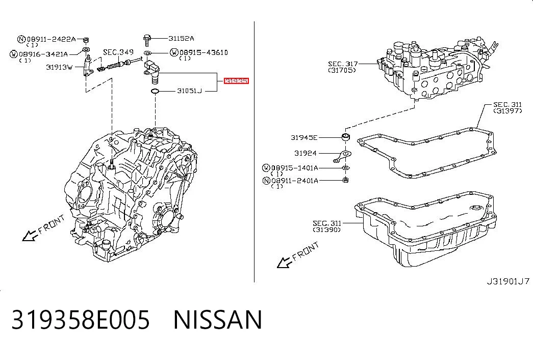319358E005 Nissan/Infiniti Captador de velocidad
