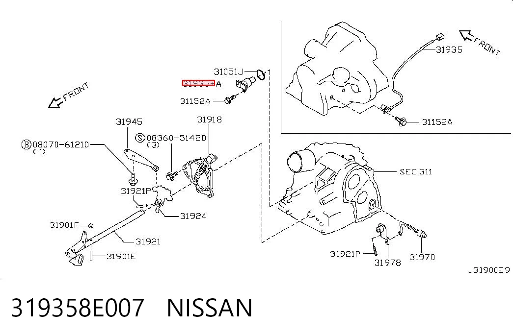 319358E007 Nissan/Infiniti Captador de velocidad