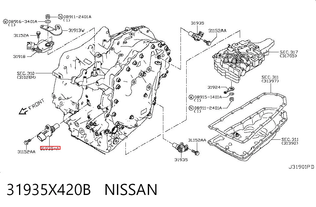 31935X420B Nissan/Infiniti Captador de velocidad