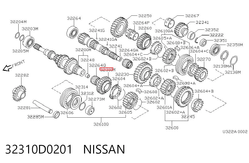 Piñón conductor de quinta velocidad para Nissan Primera  P11