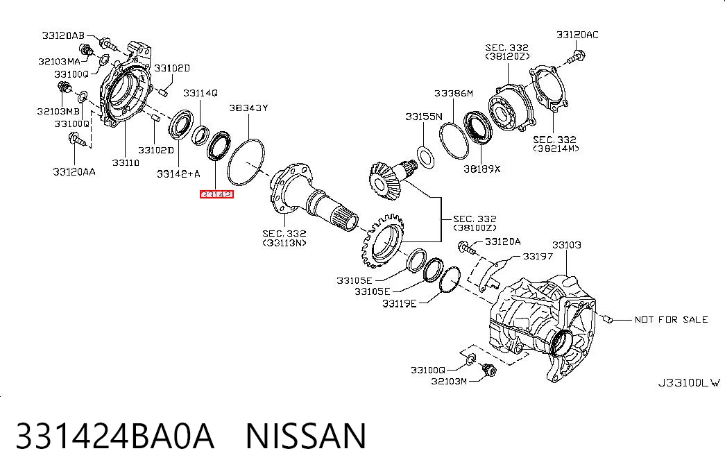 331424BA0A Nissan/Infiniti Retén de salida delantero de la caja de transferencia
