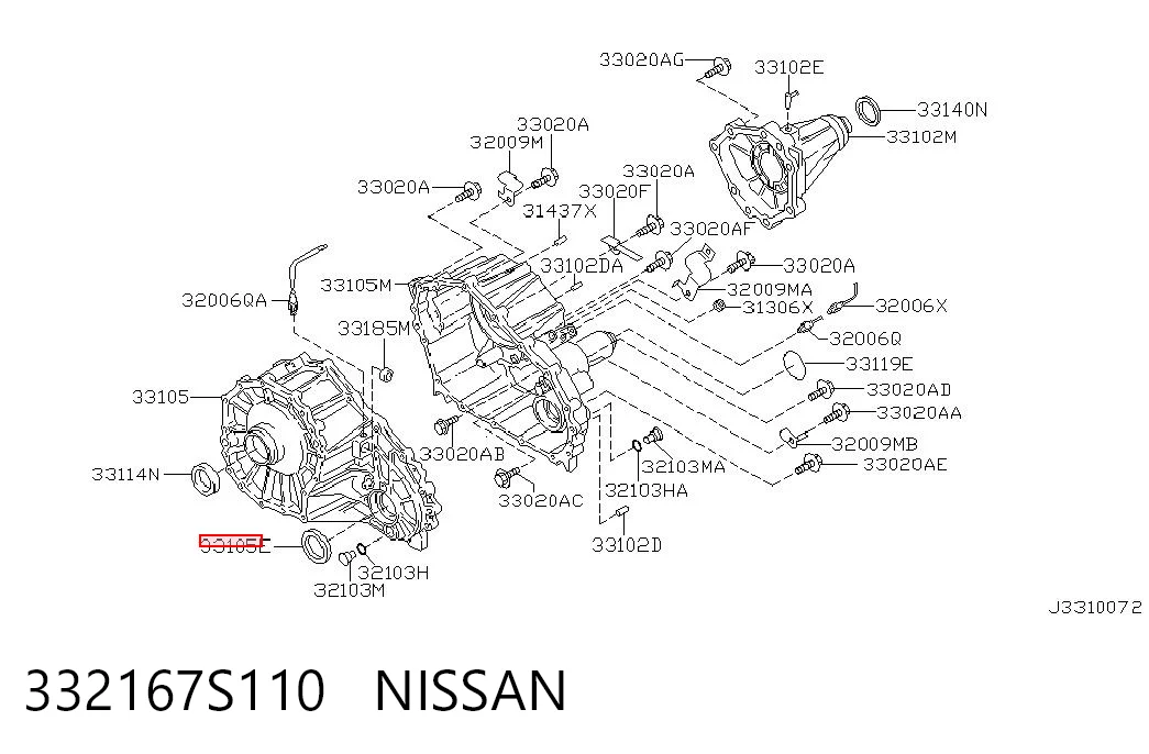 332167S110 Nissan/Infiniti Retén de salida delantero de la caja de transferencia